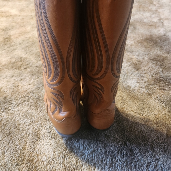 Vintage Tony Lama Brown Western Heeled Boots Size 7 - Picture 3 of 11